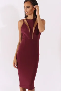 Rebellious Fashion Stone Cut Out Strappy Midi Dress - Lotus
