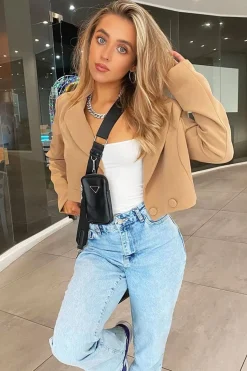 Rebellious Fashion Stone Double Button Cropped Blazer - Dolly