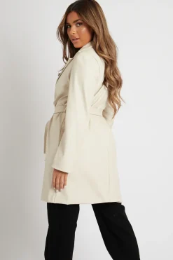 Rebellious Fashion Stone Faux Leather Belted Jacket - Myani