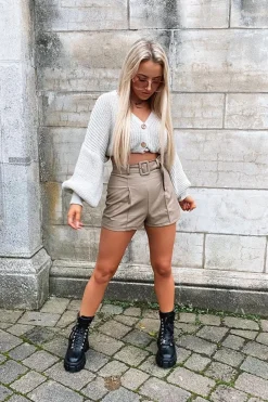 Rebellious Fashion Stone Faux Leather Buckle Belt Shorts - Tamra