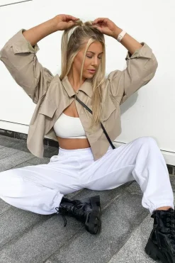 Rebellious Fashion Stone Faux Leather Cropped Shacket - Ivyana