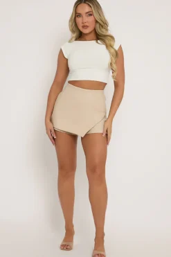 Rebellious Fashion Stone Faux Leather Wrap Skort - Julianne