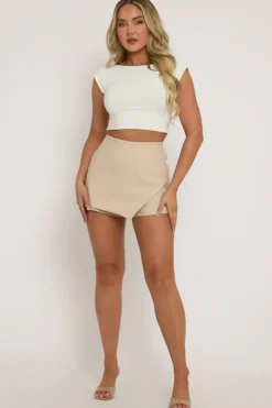 Rebellious Fashion Stone Faux Leather Wrap Skort - Julianne