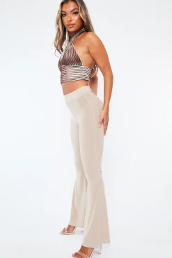 Rebellious Fashion Stone Flared Slinky Trousers - Teena