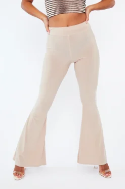 Rebellious Fashion Stone Flared Slinky Trousers - Teena