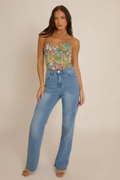 Rebellious Fashion Stone Floral Tapestry Corset Top - Fallon