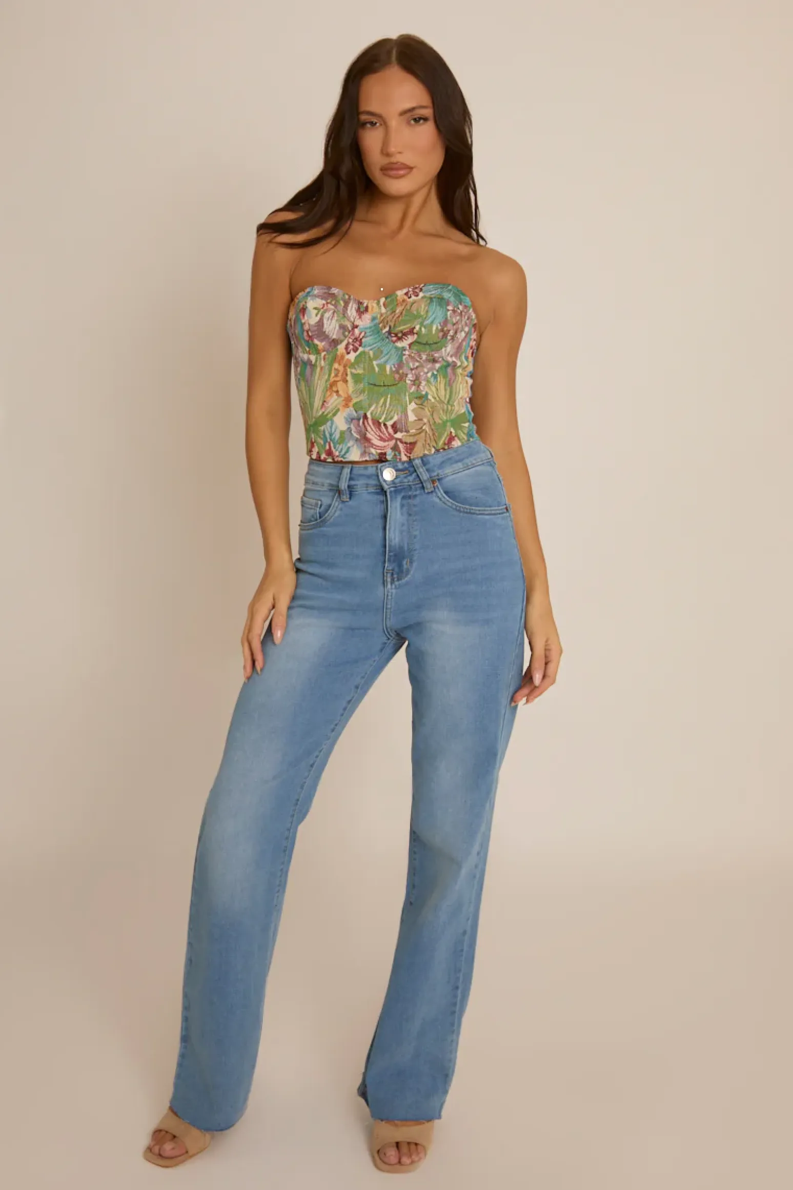 Rebellious Fashion Stone Floral Tapestry Corset Top - Fallon