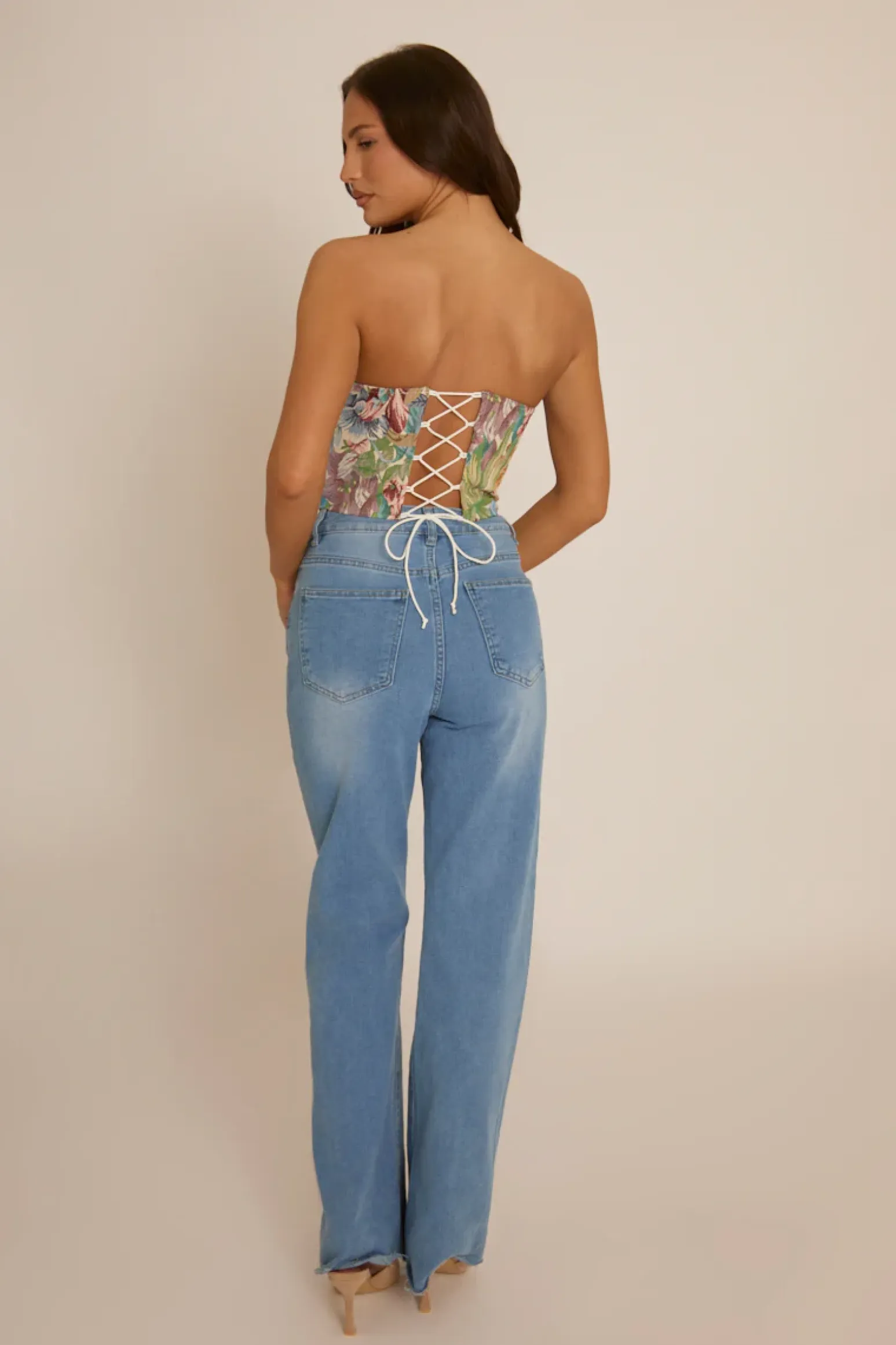 Rebellious Fashion Stone Floral Tapestry Corset Top - Fallon