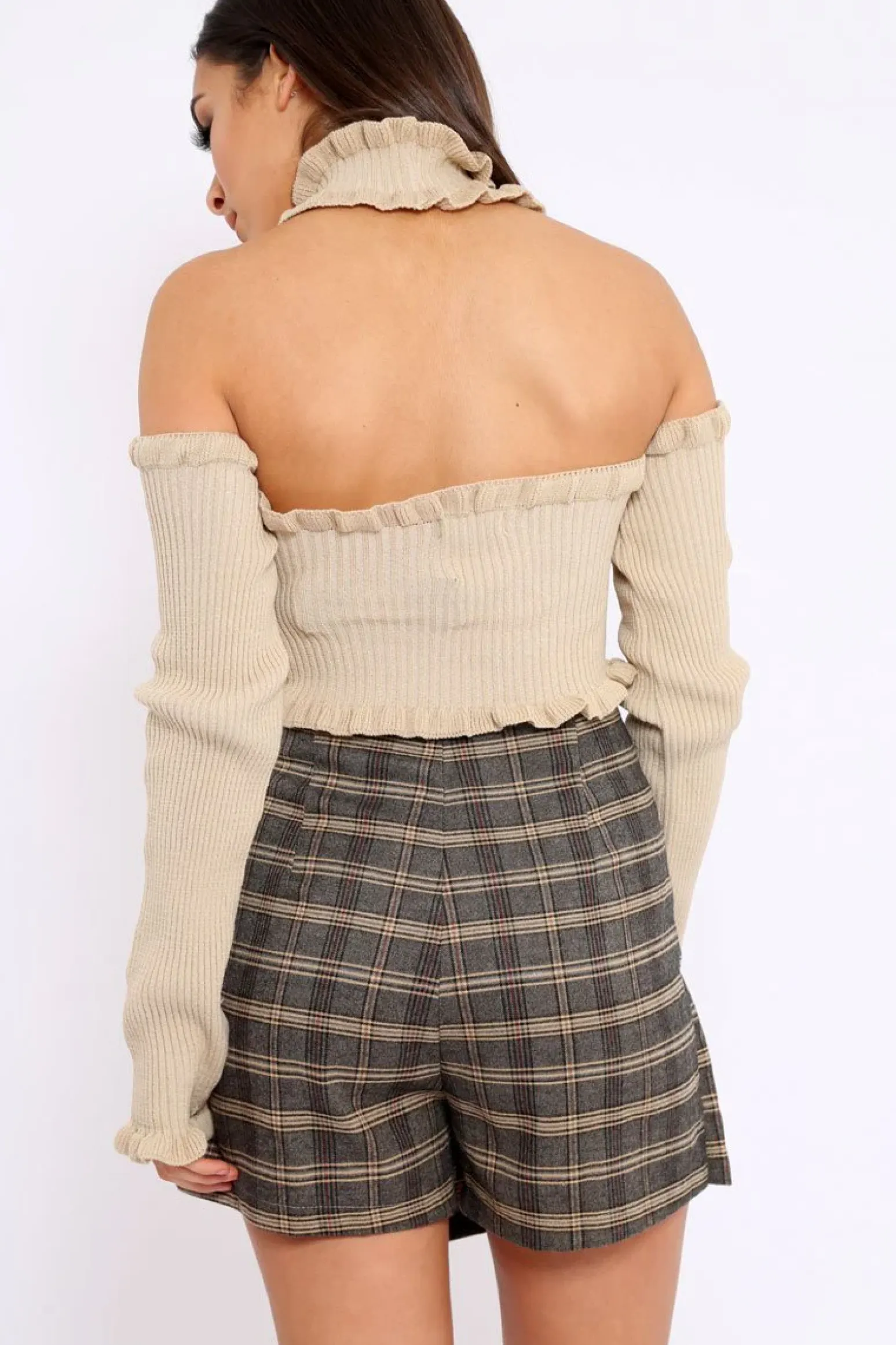Rebellious Fashion Stone Halter Neck Frill Jumper - Niley