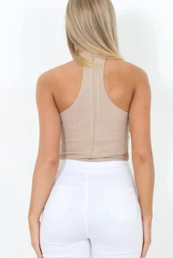 Rebellious Fashion Stone High Neck Cut Out Bodysuit - Shelby