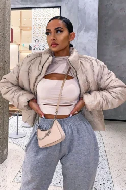 Rebellious Fashion Stone High Neck Puffer Coat - Docie