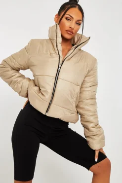 Rebellious Fashion Stone High Neck Puffer Coat - Docie