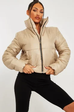 Rebellious Fashion Stone High Neck Puffer Coat - Docie