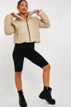 Rebellious Fashion Stone High Neck Puffer Coat - Docie