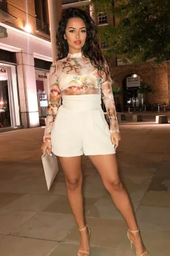 Rebellious Fashion Stone High Waisted Tailored Shorts - Emile