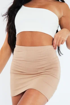 Rebellious Fashion Stone Jersey Bodycon Mini Skirt - Capri