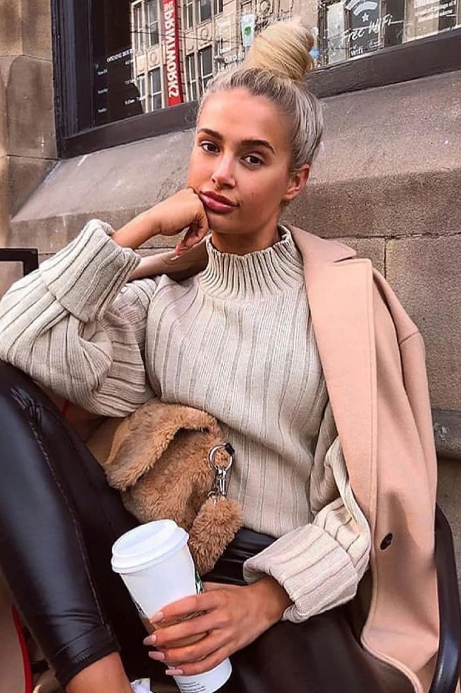 Rebellious Fashion Stone Knit High Neck Jumper - Jaelynn