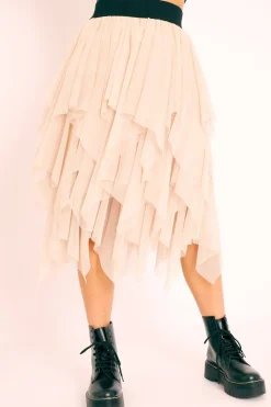 Rebellious Fashion Stone Layered Tulle Midi Skirt - Laveta