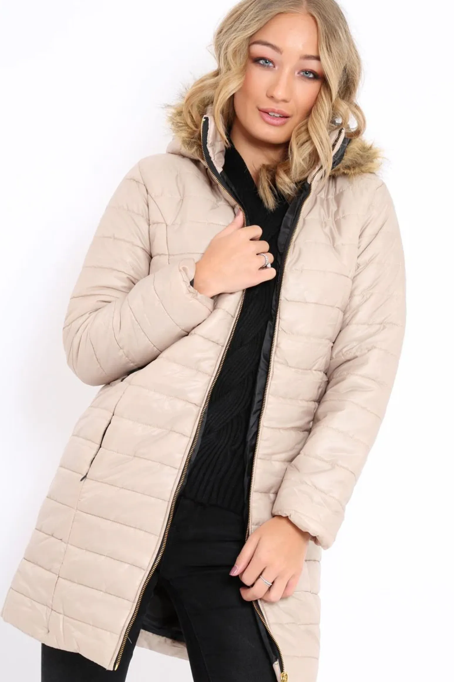 Rebellious Fashion Stone Longline Puffer Jacket - Alexandra