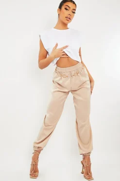 Rebellious Fashion Stone Luxe Satin Joggers - Ilona