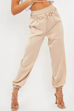 Rebellious Fashion Stone Luxe Satin Joggers - Ilona