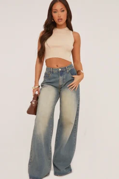 Rebellious Fashion Stone Metallic Knit Sleeveless Cropped Top - Fionaa