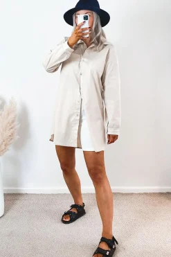 Rebellious Fashion Stone Oversized Shirt Dress - Chelby