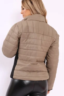 Rebellious Fashion Stone Padded Coat with Side Panel Detail - Tallula