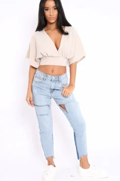 Rebellious Fashion Stone Plunge Crop Top - Suzanne