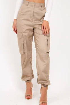 Rebellious Fashion Stone Pocket High Waist Cargo Cuffed Trousers - Galya