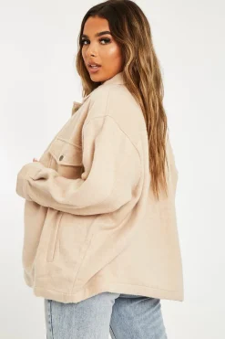 Rebellious Fashion Stone Pocket Oversized Brushed Shacket - Caley