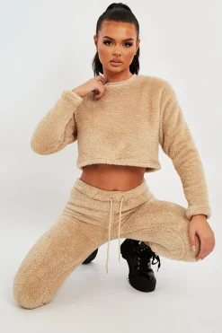 Rebellious Fashion Stone Round Neck Teddy Sweatshirt - Delsie