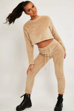 Rebellious Fashion Stone Round Neck Teddy Sweatshirt - Delsie