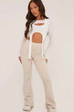 Rebellious Fashion Stone Ruched Back Flared Leg Trousers - Hazel