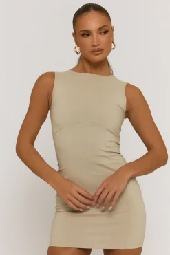Rebellious Fashion Stone Seam Detail Bodycon Mini Dress - Mindy