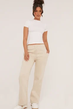 Rebellious Fashion Stone Seam Detail Straight Leg Lounge Trousers - Adora