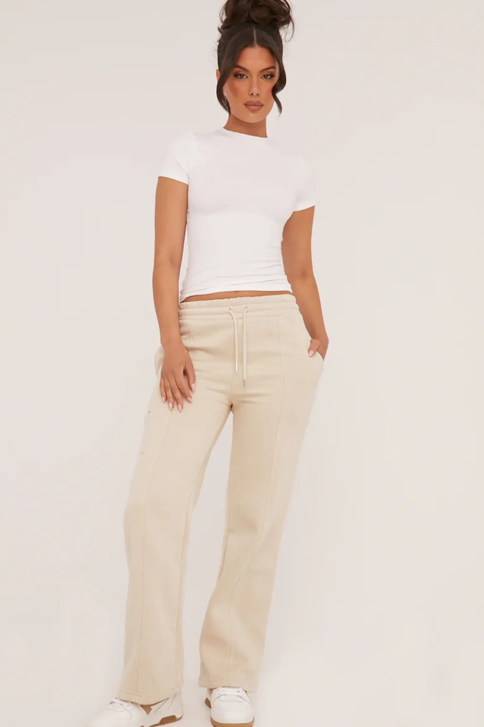 Rebellious Fashion Stone Seam Detail Straight Leg Lounge Trousers - Adora