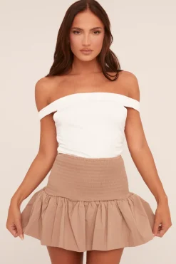 Rebellious Fashion Stone Shirring Detail Puffball Mini Skirt - Gracen