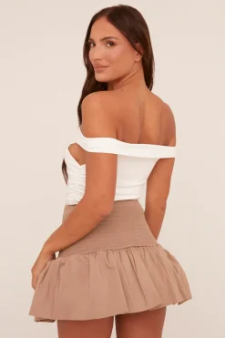 Rebellious Fashion Stone Shirring Detail Puffball Mini Skirt - Gracen