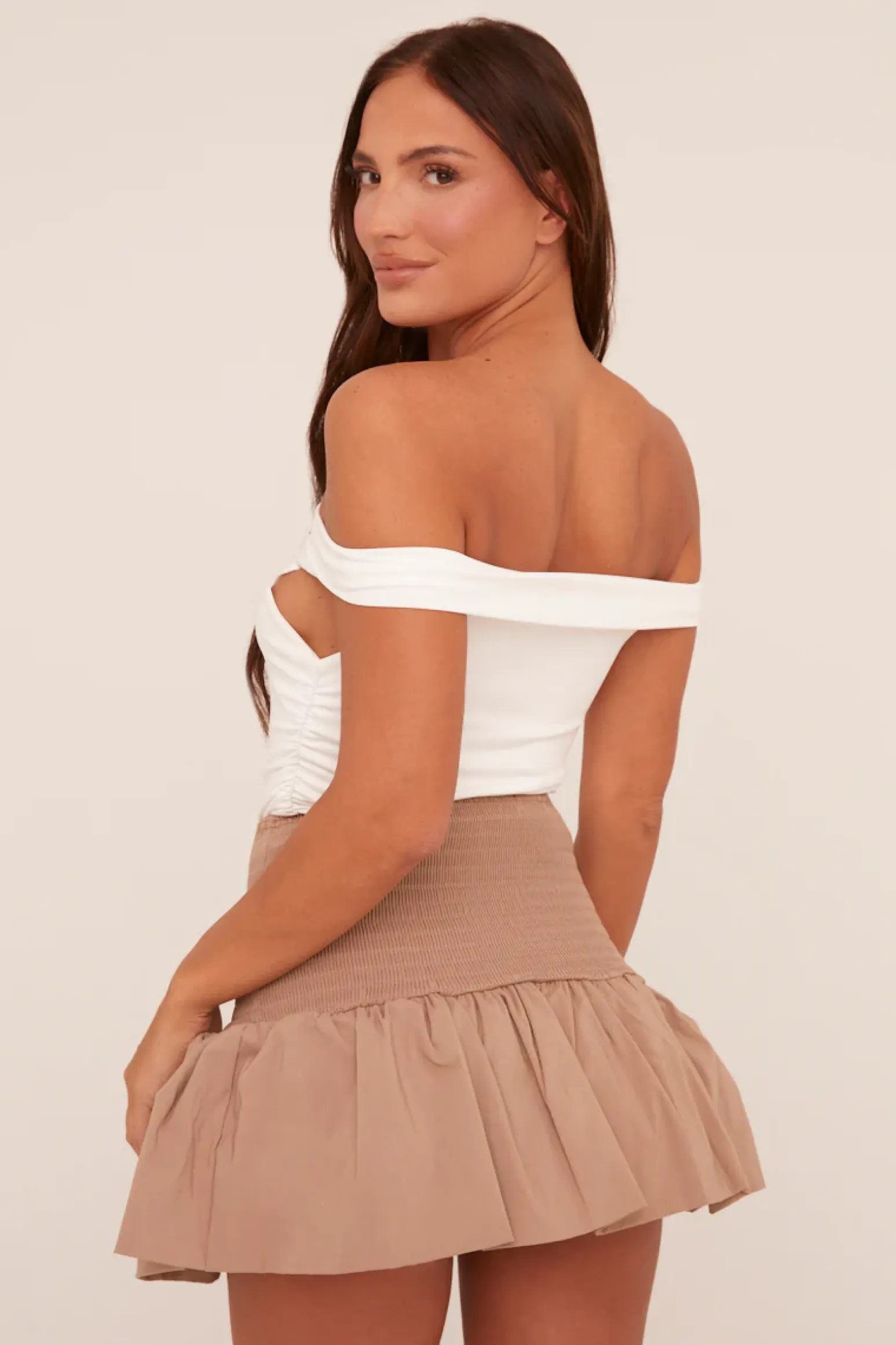 Rebellious Fashion Stone Shirring Detail Puffball Mini Skirt - Gracen