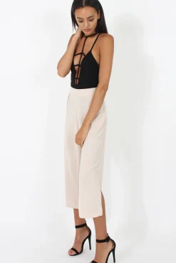 Rebellious Fashion Stone Side Slit Culottes - Odette