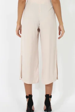 Rebellious Fashion Stone Side Slit Culottes - Odette