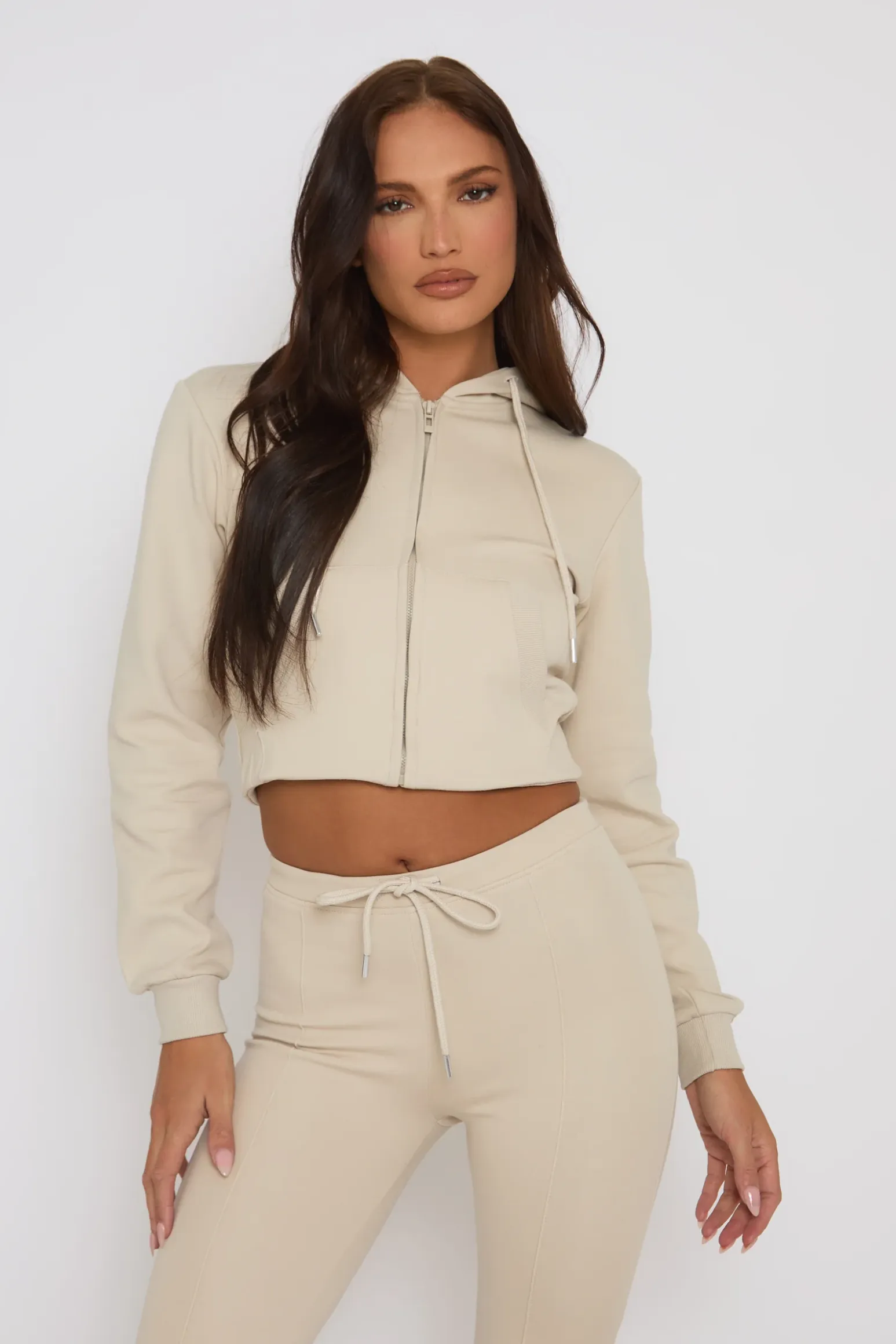 Rebellious Fashion Stone Skinny Flare and Zip Through Hoody Lounge Set - Goldie