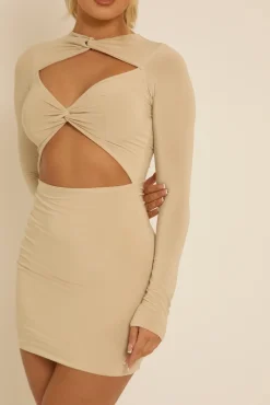 Rebellious Fashion Stone Slinky Twist Cut Out Mini Dress - Miranda