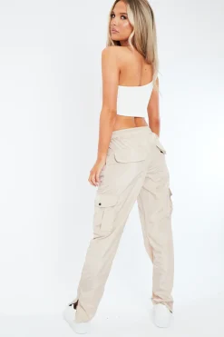 Rebellious Fashion Stone Slit Hem Shell Cargo Joggers - Kasey