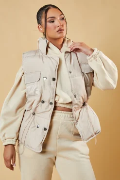Rebellious Fashion Stone Toggle Detail Cropped Gilet - Florence