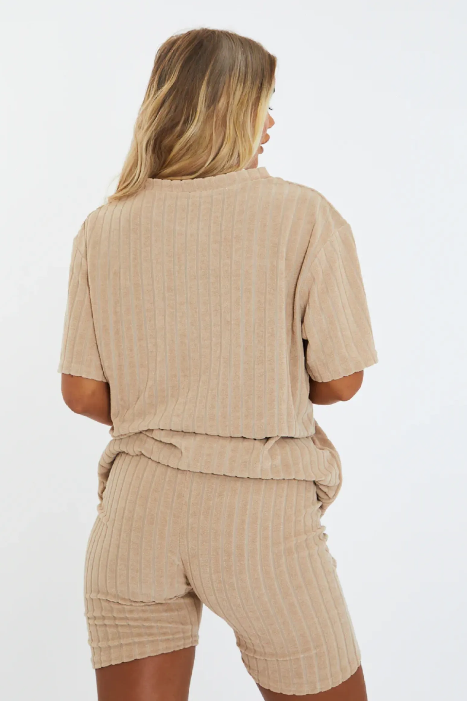 Rebellious Fashion Stone Towelling T-Shirt & Shorts Set - Iman