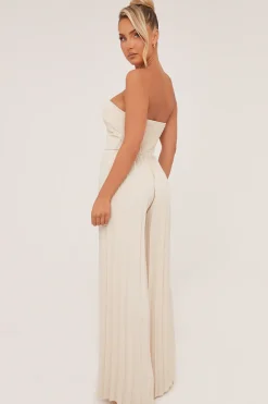 Rebellious Fashion Stone Twist Front Bandeau Pleated Jumpsuit - Isabella