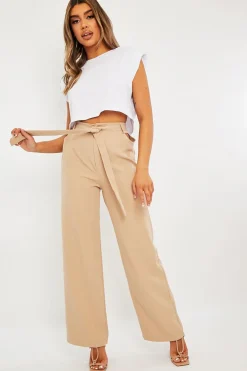 Rebellious Fashion Stone Waist Cut Out Wide Leg Trousers - Adela