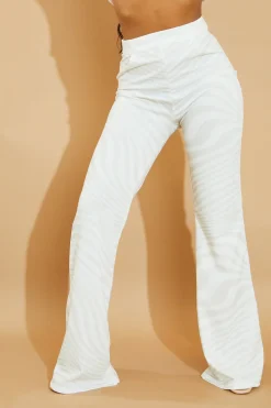 Rebellious Fashion Stone Wave Print Wide Leg Trousers - Sierra
